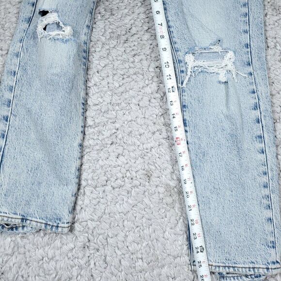 Levi's Premium Wedgie Straight Jeans Size 26x26 Distressed Destroyed Ripped Blue - Picture 9 of 10